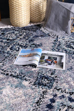 Cassandra Navy Blue Diamond Abstract Rug