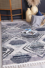 Cassandra Navy Blue Diamond Rug