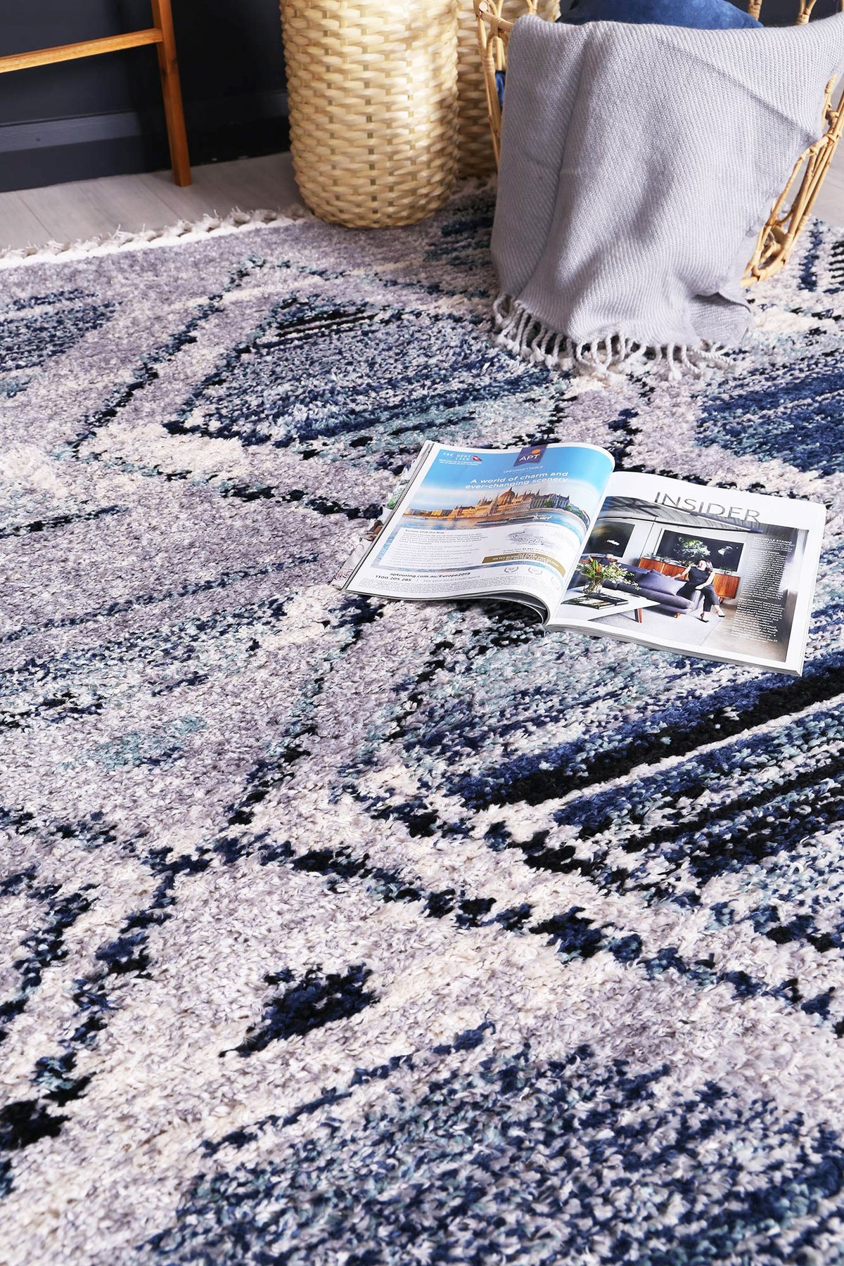 Cassandra Navy Blue Diamond Rug