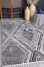 Cassandra Black White Geometric Rug