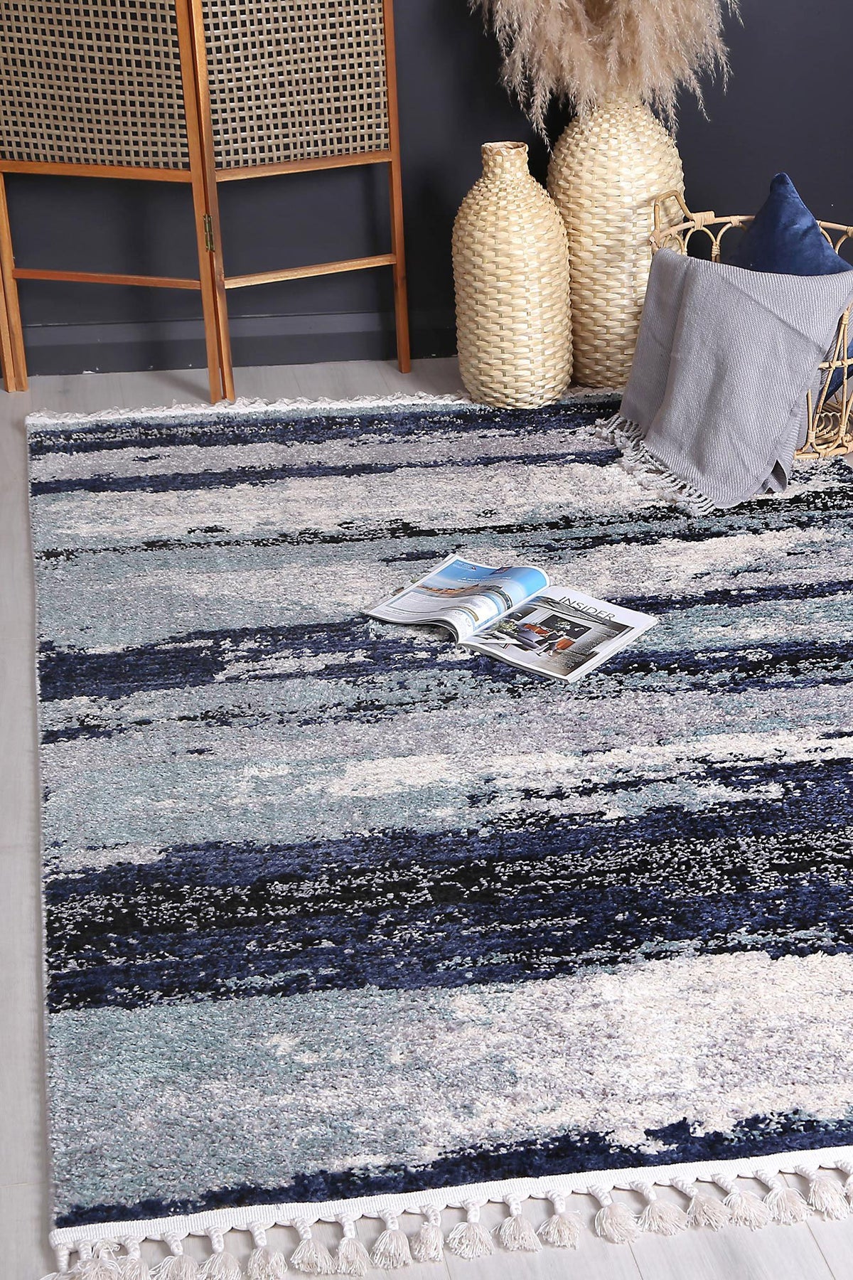 Cassandra Navy Blue Abstract Rug