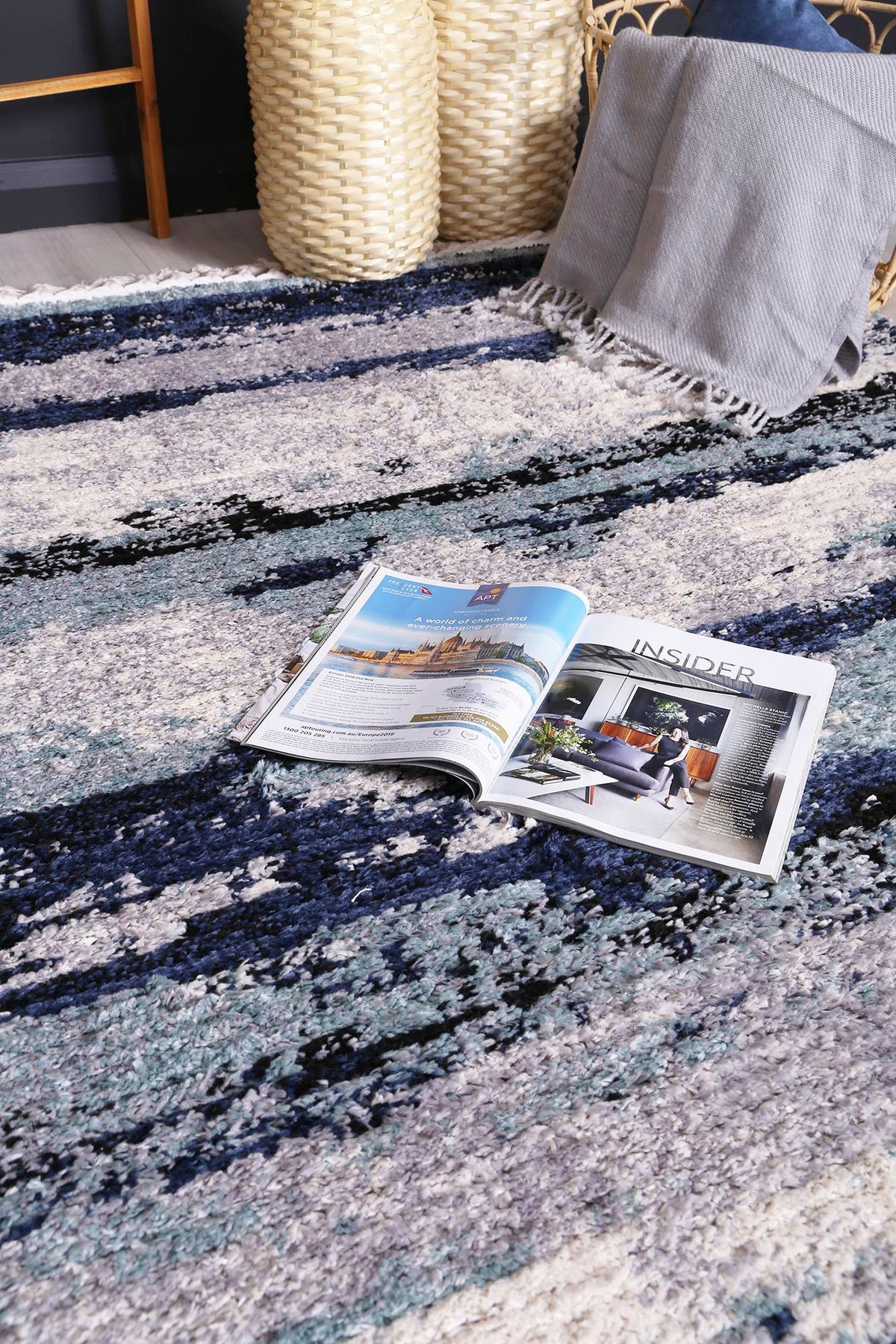 Cassandra Navy Blue Abstract Rug