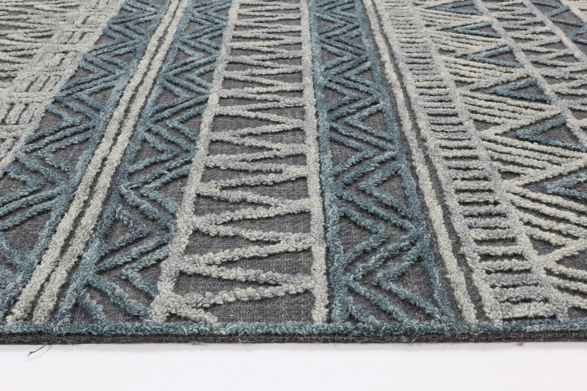Hayes Tribal Dark Grey Teal Rug