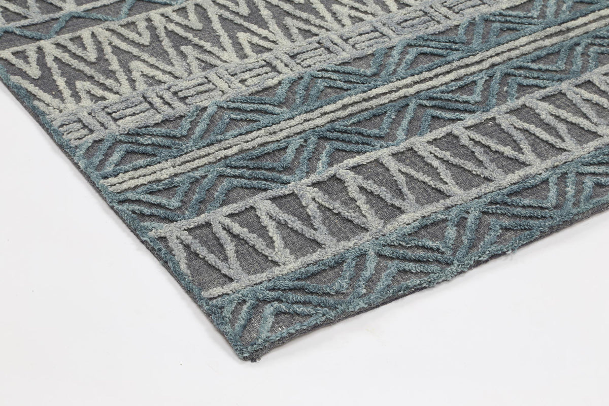 Hayes Tribal Dark Grey Teal Rug