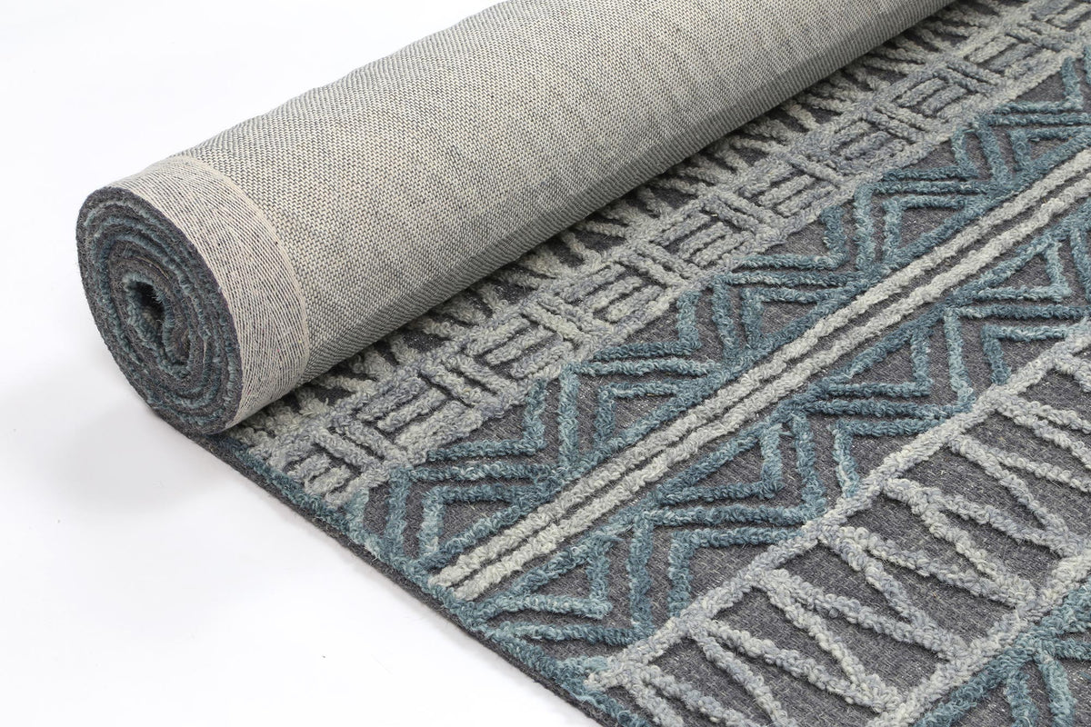 Hayes Tribal Dark Grey Teal Rug
