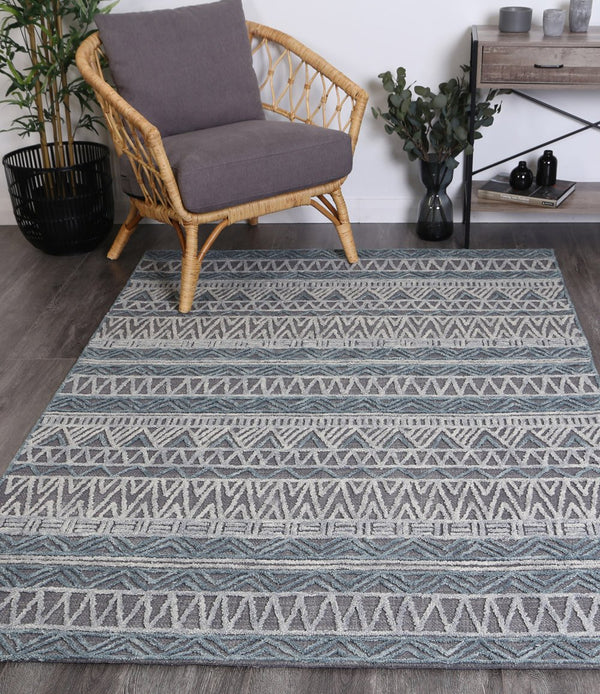 Hayes Tribal Dark Grey Teal Rug