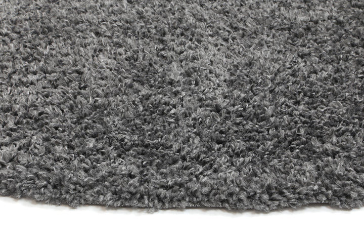 Danso Shaggy Charcoal Grey Round Rug - The Rugs