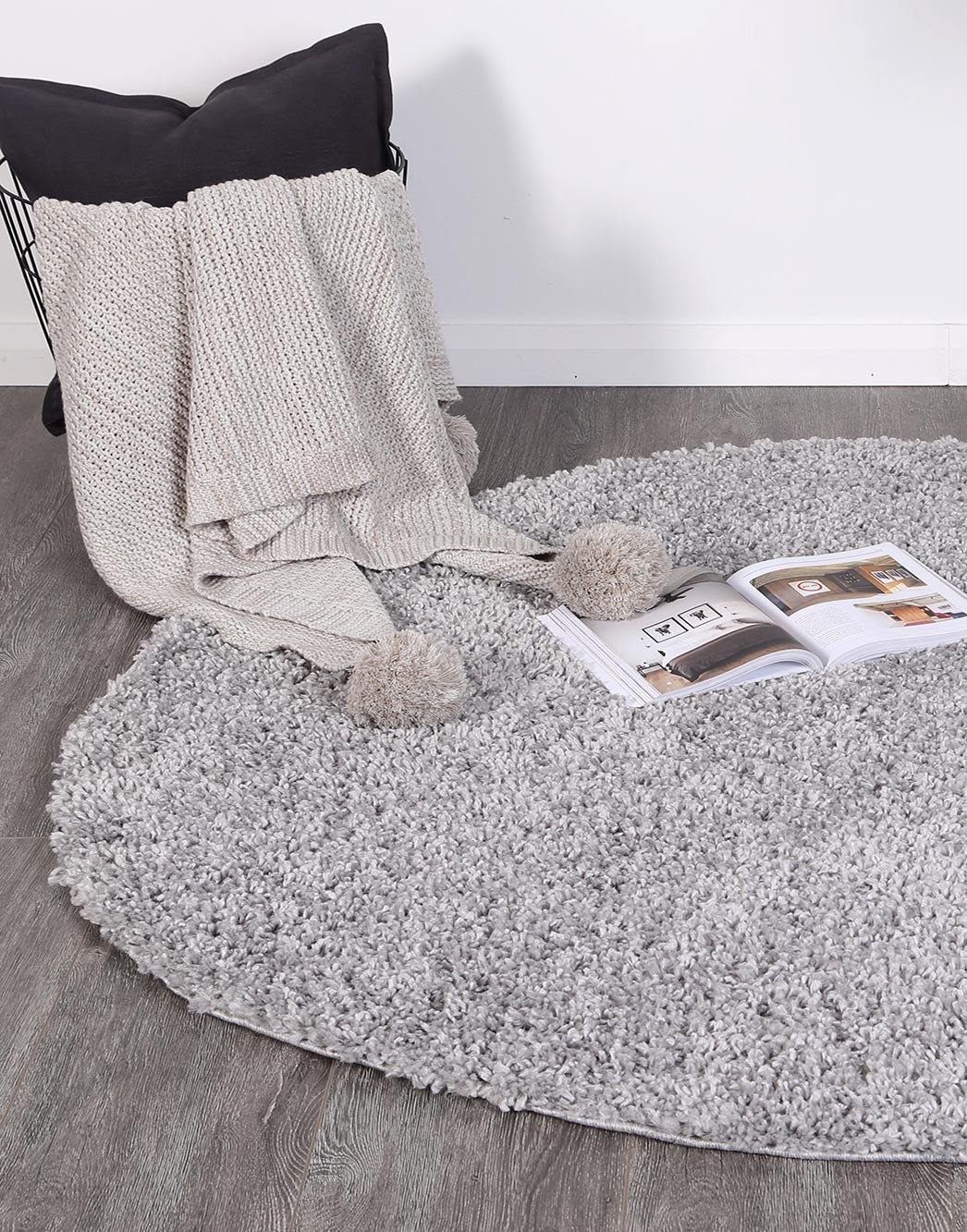 Danso Shaggy Silver Grey Round Rug - The Rugs