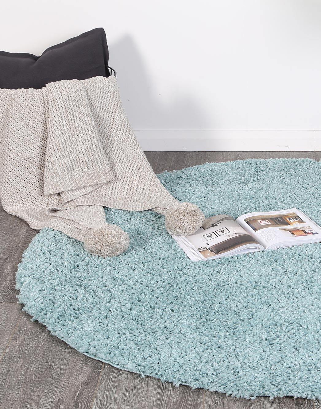 Danso Shaggy Turquoise Blue Round Rug - The Rugs
