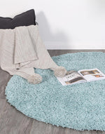 Danso Shaggy Turquoise Blue Round Rug - The Rugs