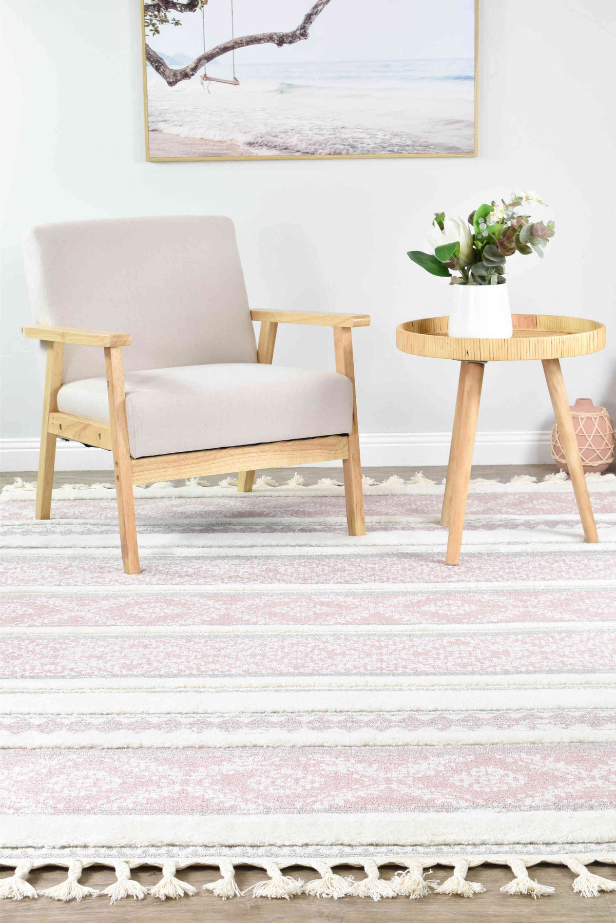 Gypsy Pink & Ivory Textured Tribal Rug, [cheapest rugs online], [au rugs], [rugs australia]