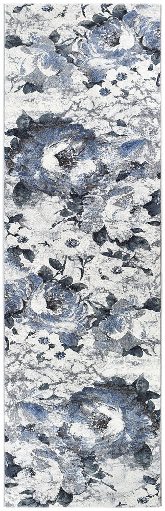 Zenith Blue Silver Grey Floral Rug, [cheapest rugs online], [au rugs], [rugs australia]