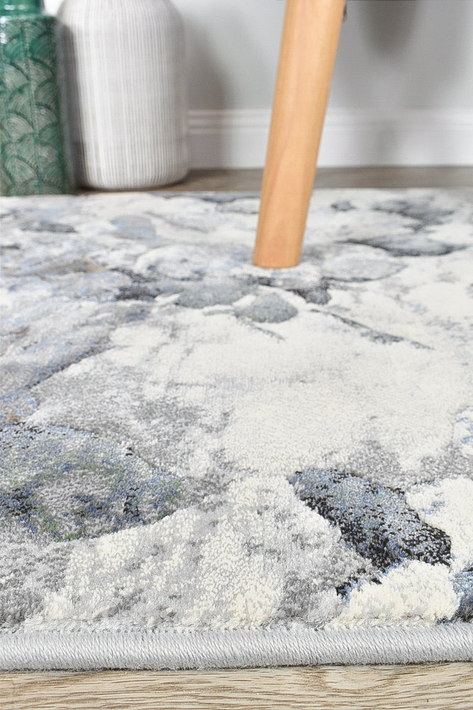 Zenith Blue Silver Grey Floral Runner Rug, [cheapest rugs online], [au rugs], [rugs australia]
