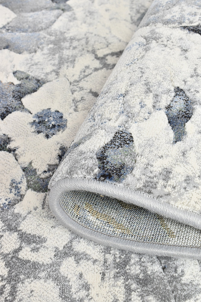 Zenith Blue Silver Grey Floral Runner Rug, [cheapest rugs online], [au rugs], [rugs australia]