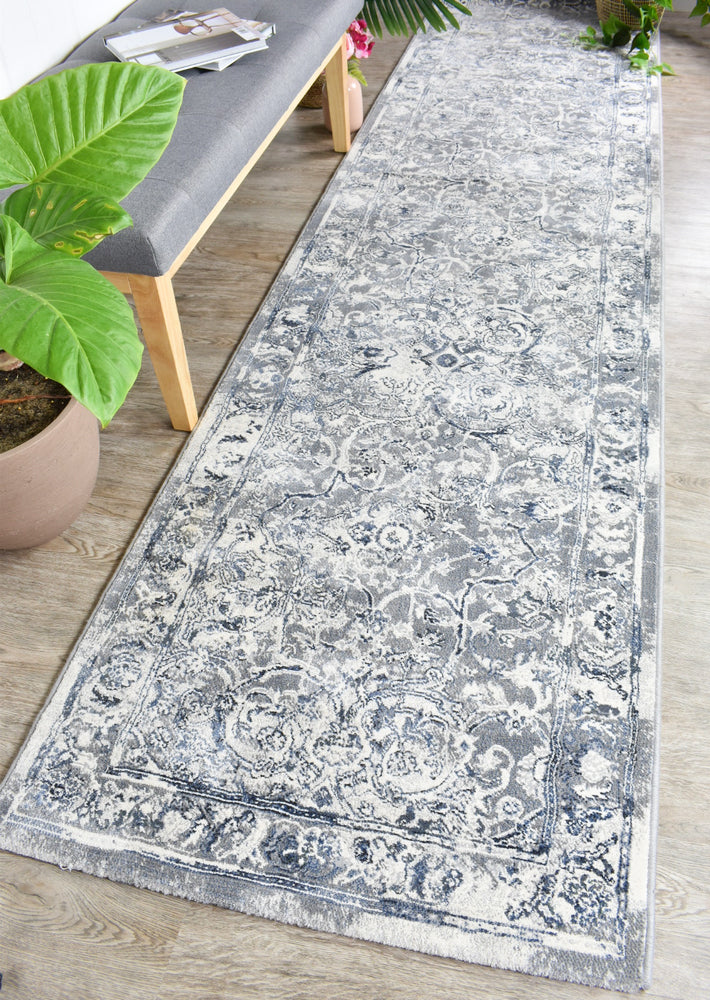 Zenith Silver Grey Blue Transitional Runner Rug, [cheapest rugs online], [au rugs], [rugs australia]