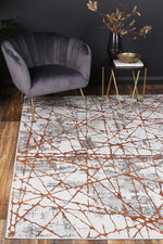 Drift Geometric Grey Rust Rug - The Rugs