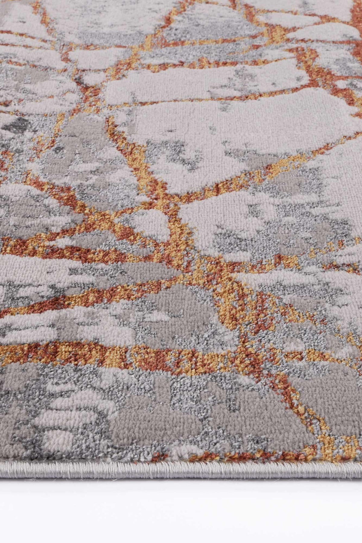 Drift Geometric Grey Rust Rug - The Rugs