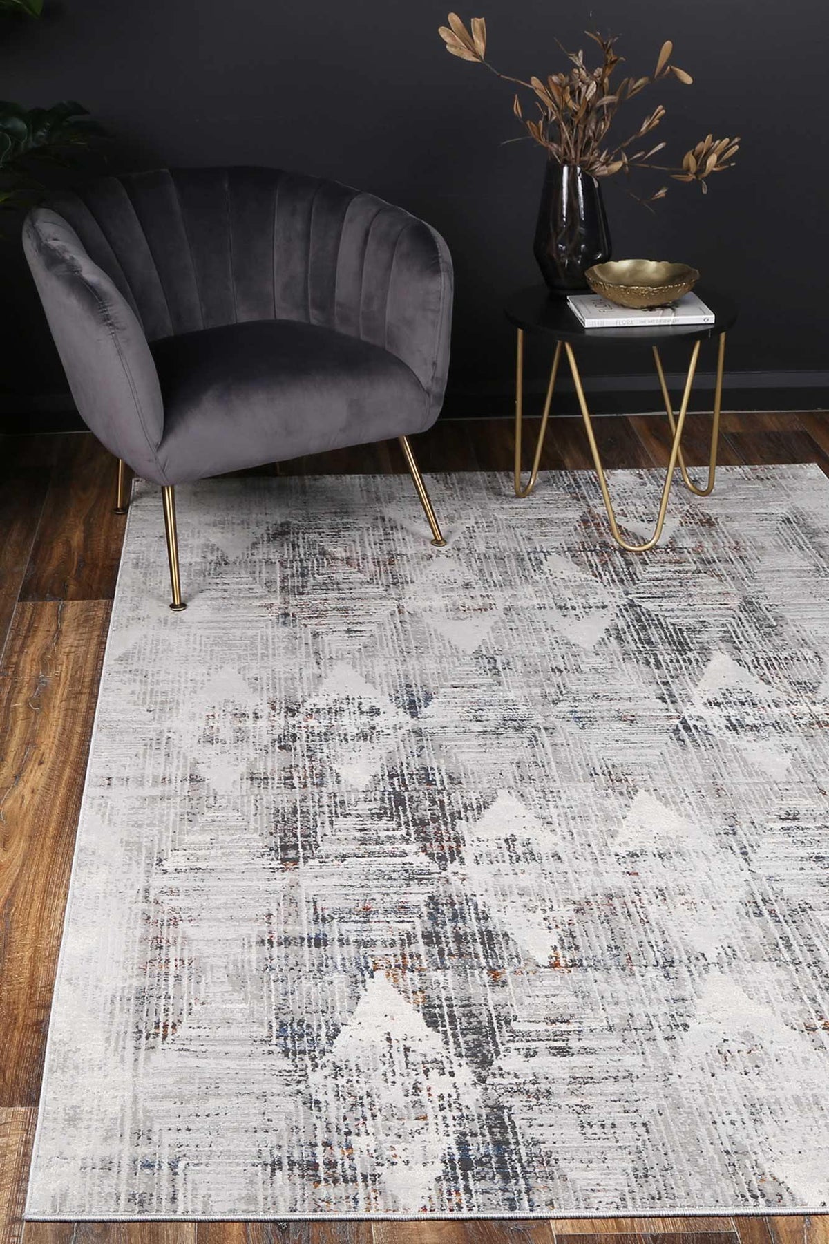 Drift Grey Multi Diamond Transitional Rug - The Rugs
