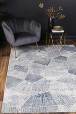 Drift Grey Blue Tiled Geometric Rug - The Rugs