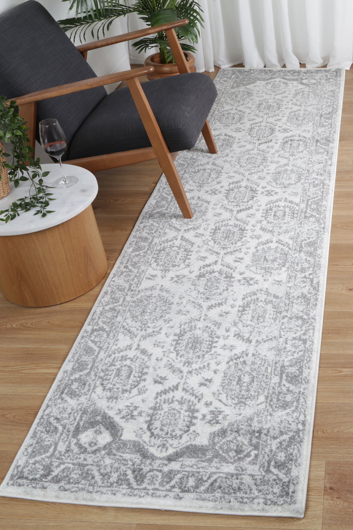 Alpine White Grey Traditional Rug