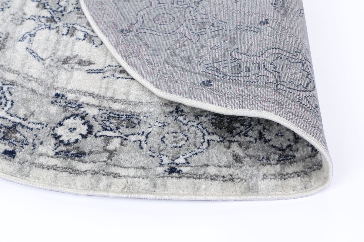 Alpine Grey White Round Rug