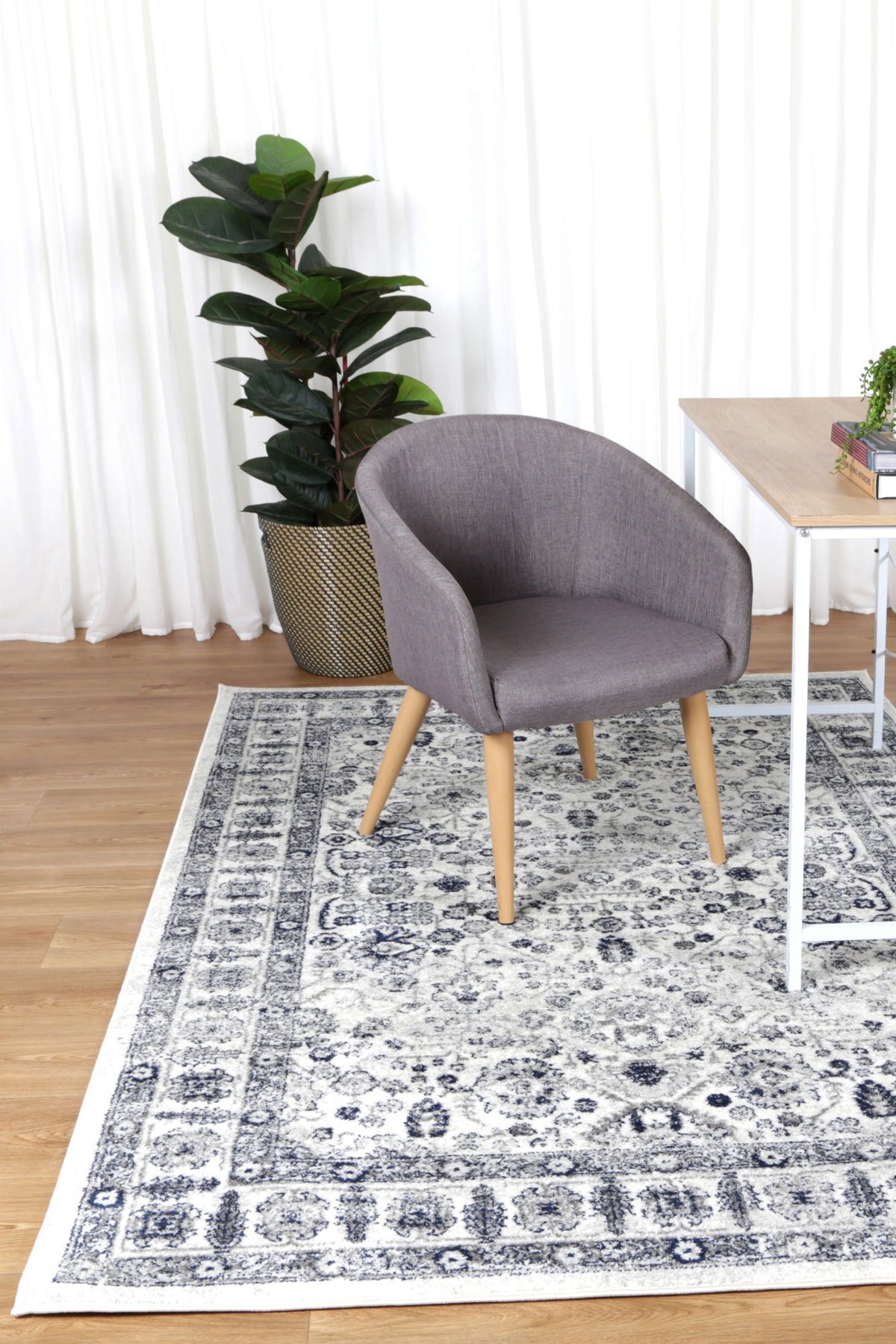 Alpine Navy Cream Traditional Rug