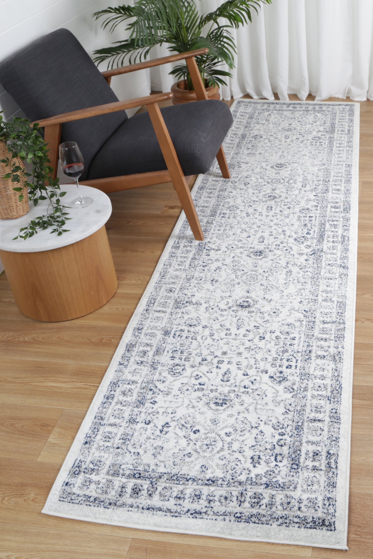 Alpine Navy Cream Traditional Rug