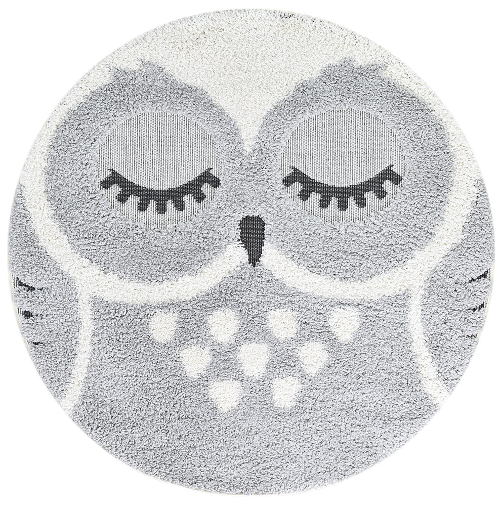 Kingdom Grey SIlver Kids Plush Owl Rug, [cheapest rugs online], [au rugs], [rugs australia]