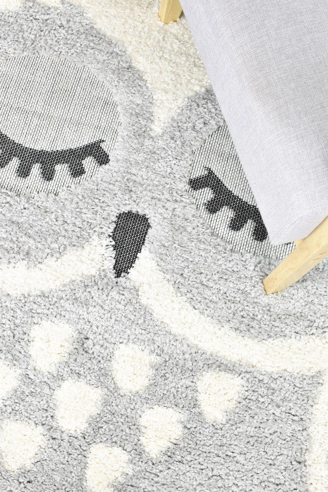 Kingdom Grey SIlver Kids Plush Owl Rug, [cheapest rugs online], [au rugs], [rugs australia]