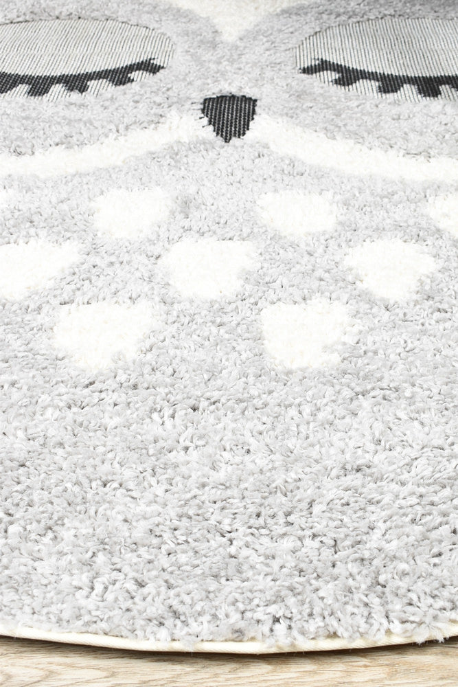 Kingdom Grey SIlver Kids Plush Owl Rug, [cheapest rugs online], [au rugs], [rugs australia]