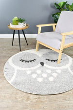 Kingdom Grey SIlver Kids Plush Owl Rug, [cheapest rugs online], [au rugs], [rugs australia]