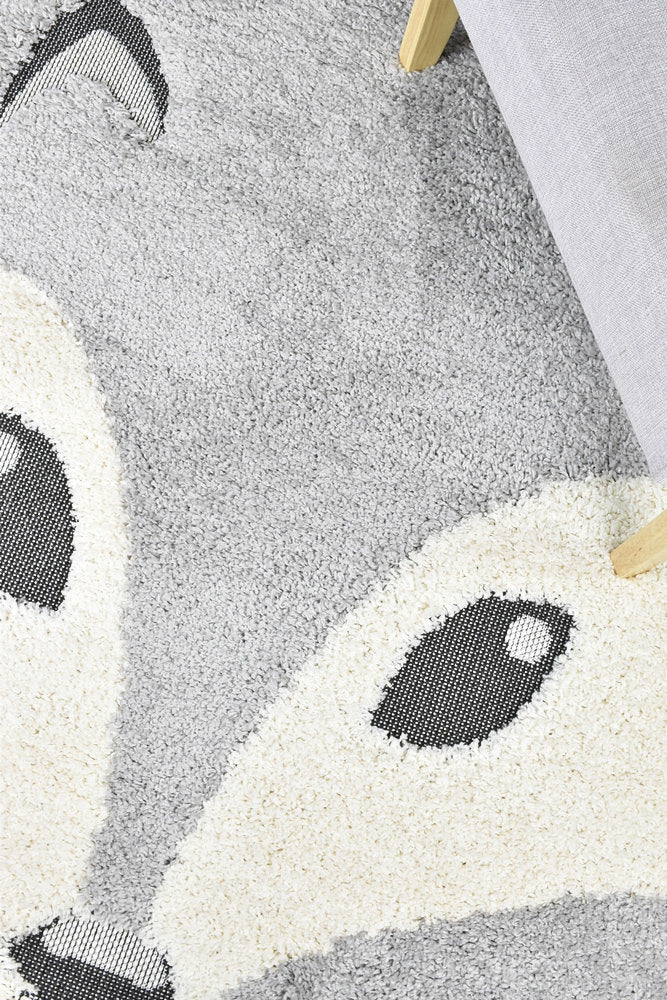 Kingdom Grey SIlver Kids Plush Fox Rug, [cheapest rugs online], [au rugs], [rugs australia]