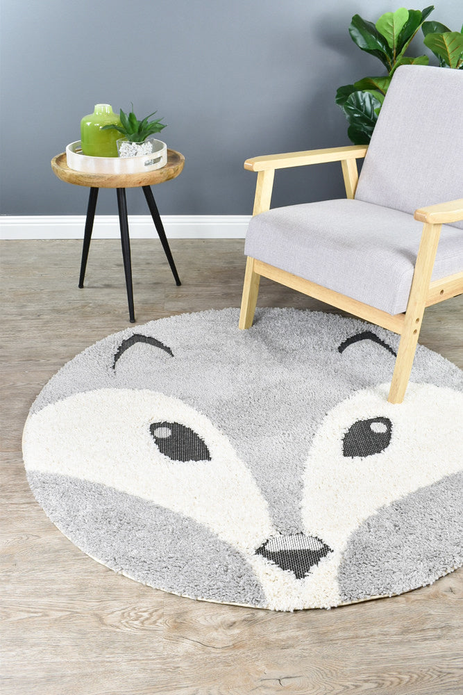 Kingdom Grey SIlver Kids Plush Fox Rug, [cheapest rugs online], [au rugs], [rugs australia]
