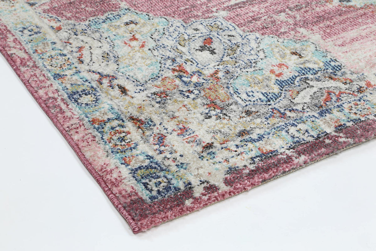 Clara Hollow Medalion Transitional Blush Rug - The Rugs
