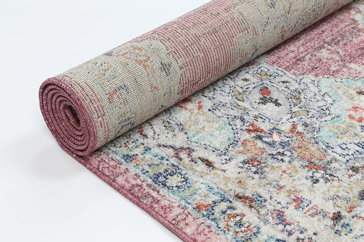 Clara Hollow Medalion Transitional Blush Rug - The Rugs