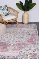 Clara Hollow Medalion Transitional Blush Rug - The Rugs