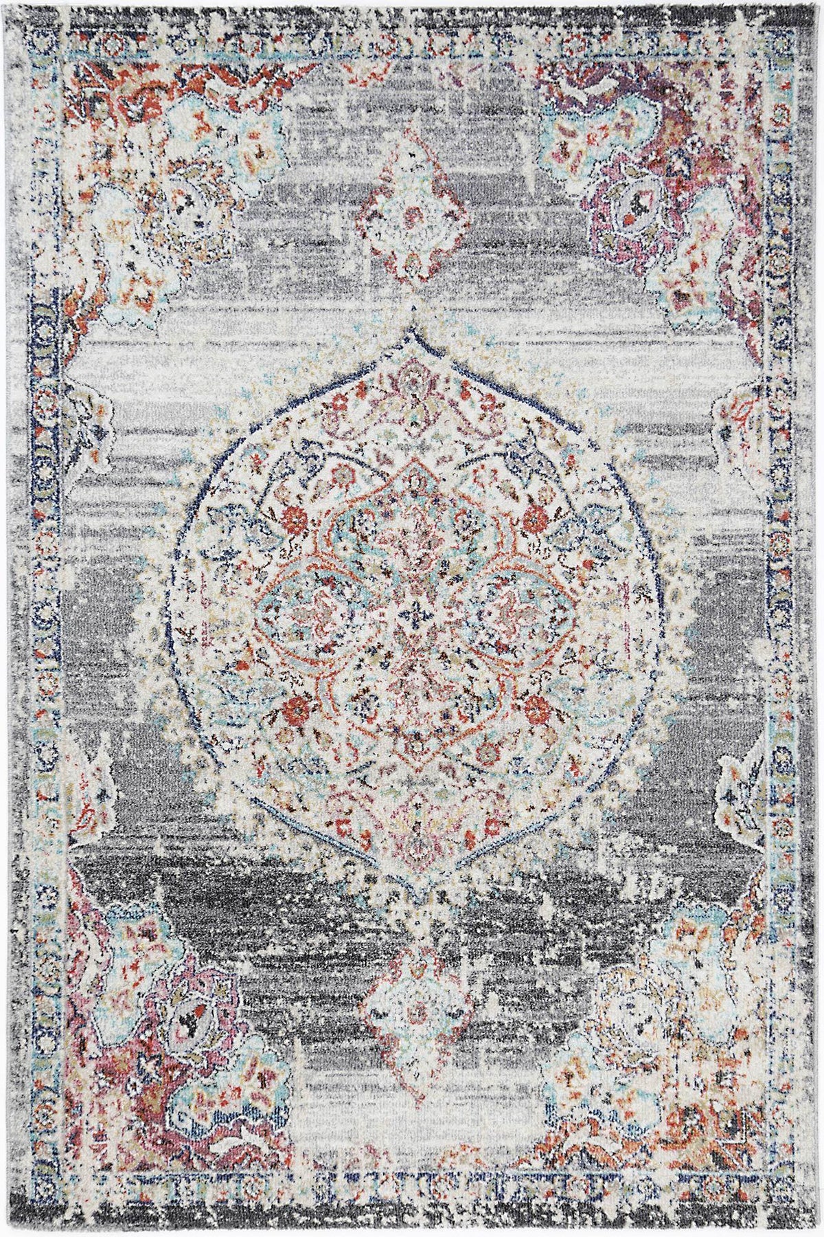 Clara Hollow Medalion Transitional Grey Rug - The Rugs