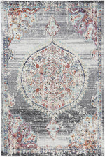 Clara Hollow Medalion Transitional Grey Rug - The Rugs