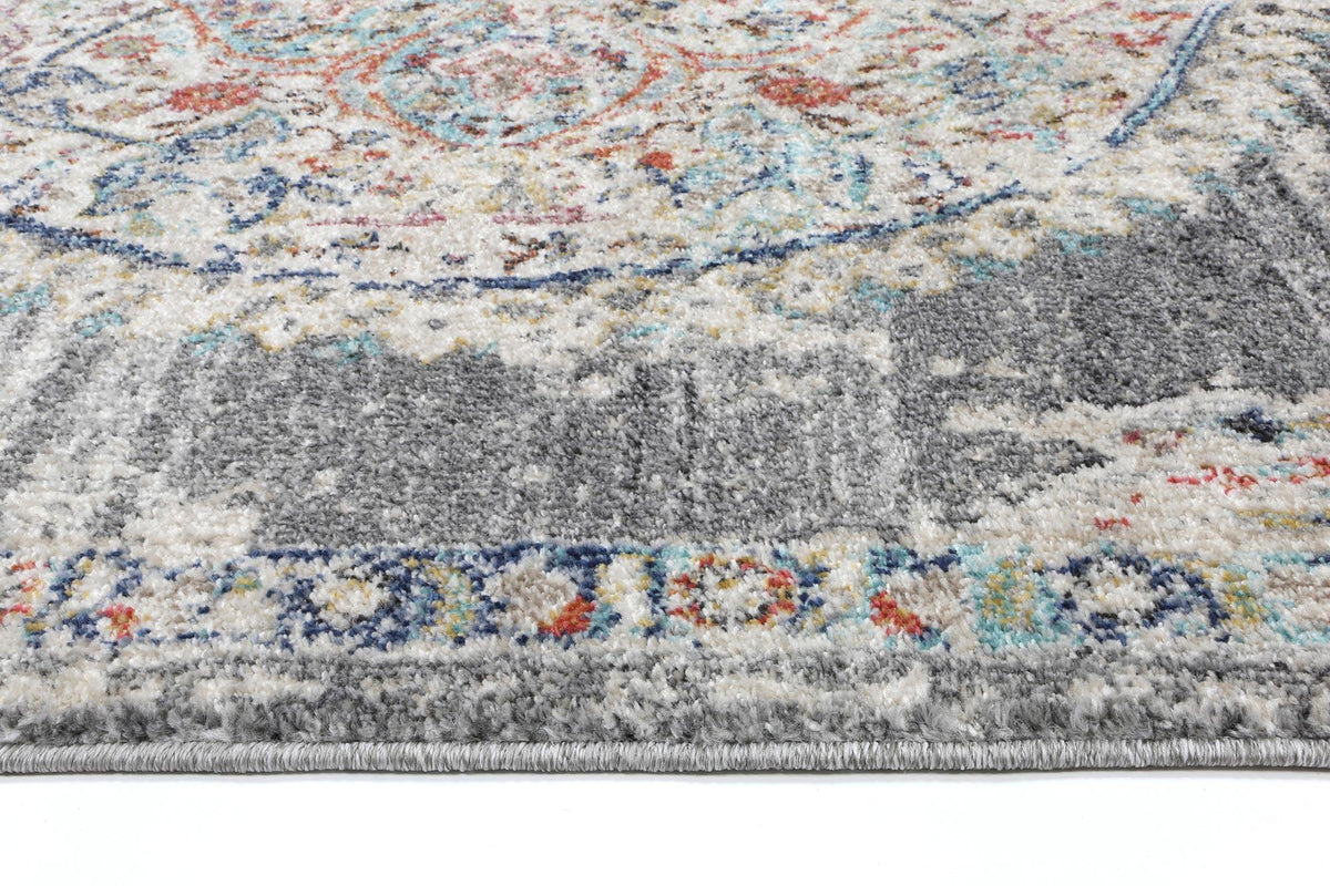 Clara Hollow Medalion Transitional Grey Rug - The Rugs