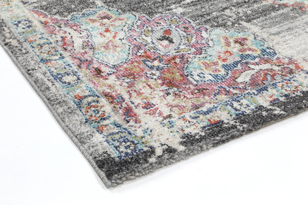 Clara Hollow Medalion Transitional Grey Rug - The Rugs