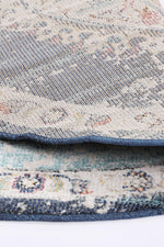 Clara Hollow Medalion Transitional Navy Multi Round Rug - The Rugs