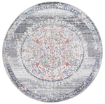 Clara Hollow Medalion Transitional Grey Round Rug - The Rugs
