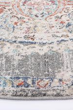 Clara Hollow Medalion Transitional Grey Round Rug - The Rugs
