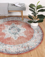Clara Brentwood Transitional Rust Round Rug - The Rugs