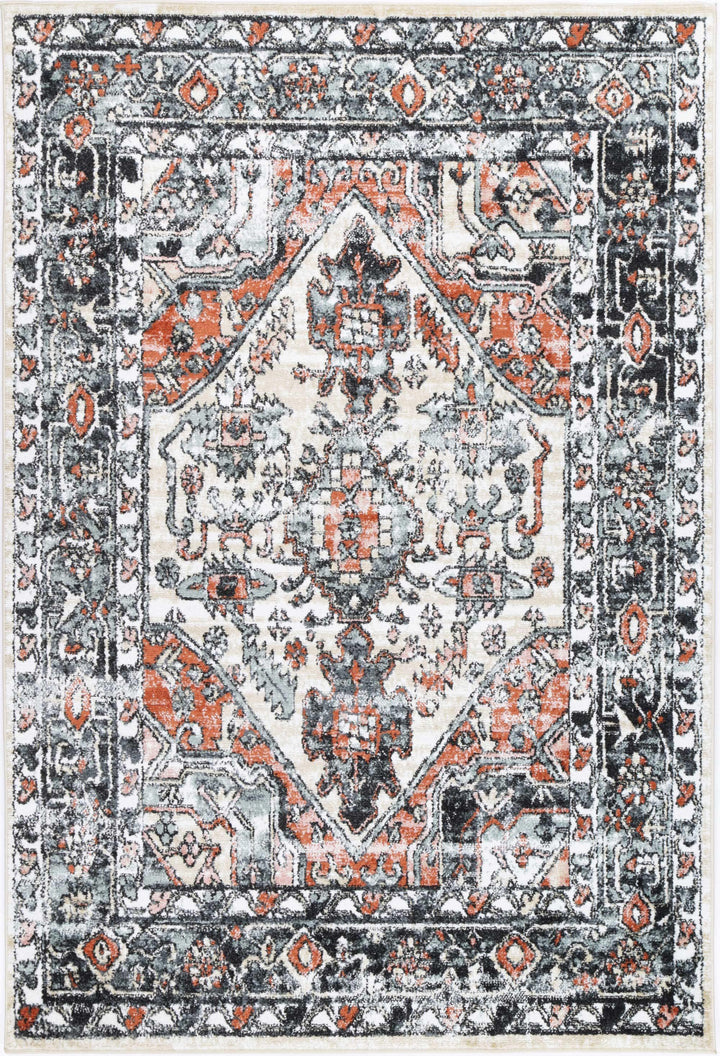 Shop Abbot Traditional Black Beige Rug | Therugs