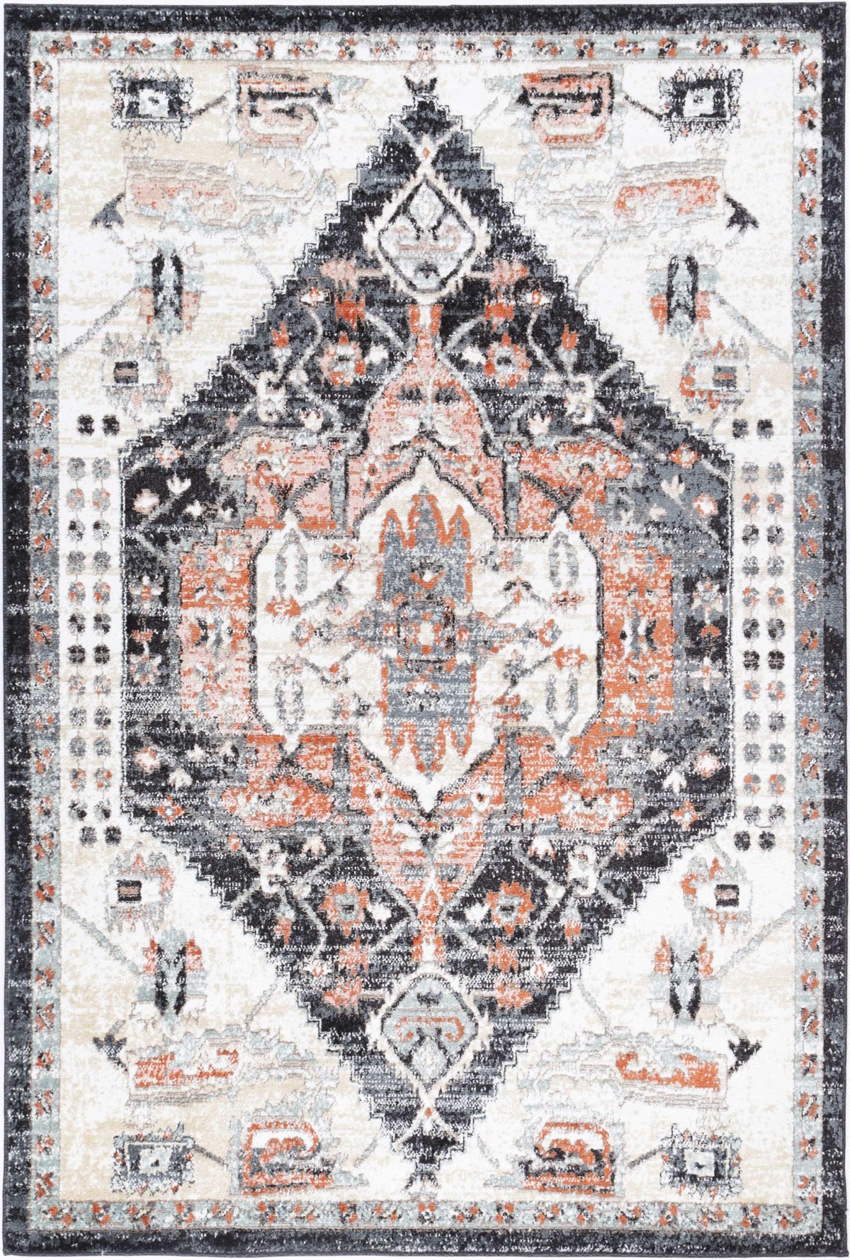 Shop Abbot Traditional Black Cream Rugs | The Rugs