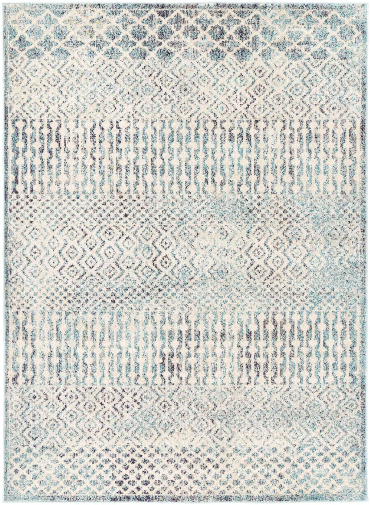 Ziva Multi Blue Geometric Rug - The Rugs