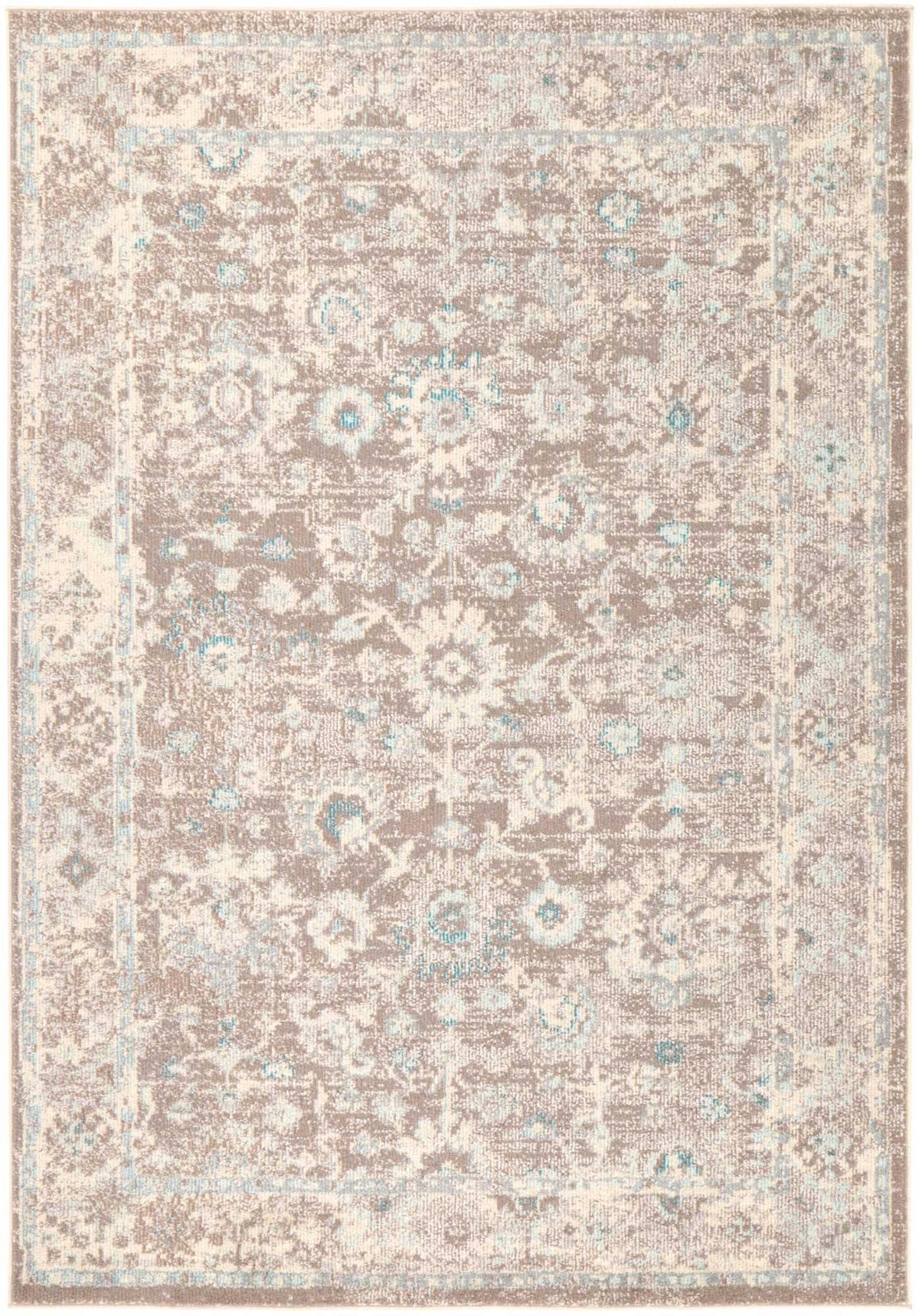 Ziva Beige Sky Blue Floral Rug - The Rugs