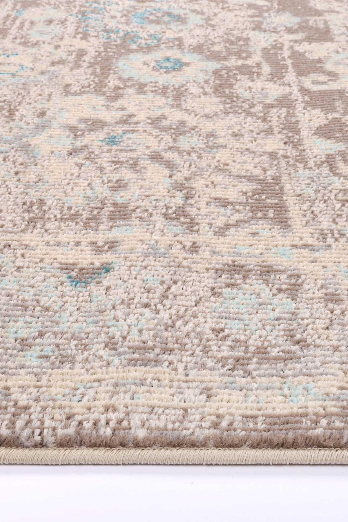 Ziva Beige Sky Blue Floral Rug - The Rugs