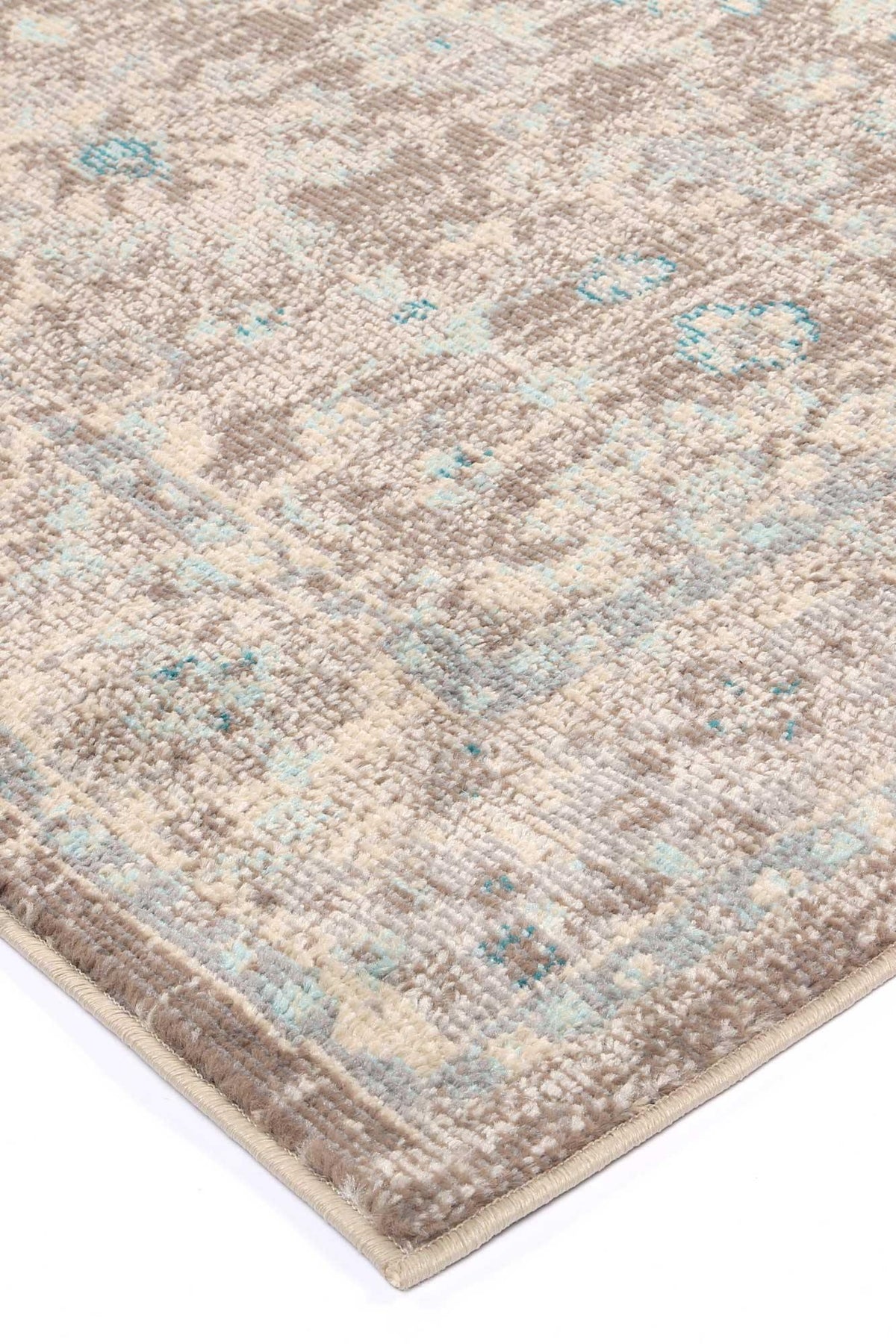 Ziva Beige Sky Blue Floral Rug - The Rugs